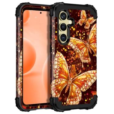 Imagem de Miqala Capa para Galaxy S24 5G, que brilha no escuro, três camadas, resistente, à prova de choque, amortecedor de plástico rígido + capa protetora de silicone macio para Samsung Galaxy S24 5G, roxo