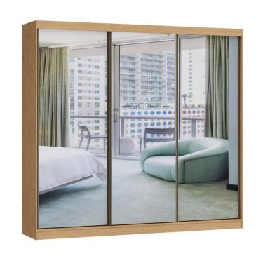 Imagem de Guarda-roupa 3 Portas de Correr de Espelho 4 Gavetas 100% Mdf Imperial New Angelin