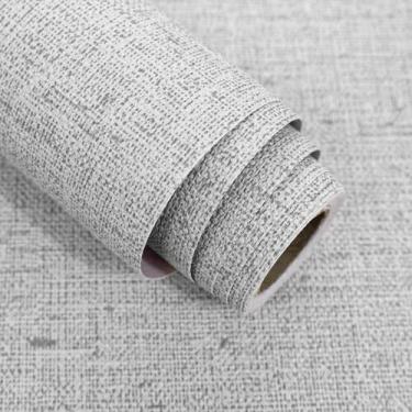 Imagem de Papel de parede lenify Grey Grasscloth Peel and Stick, vinil de 4 m²