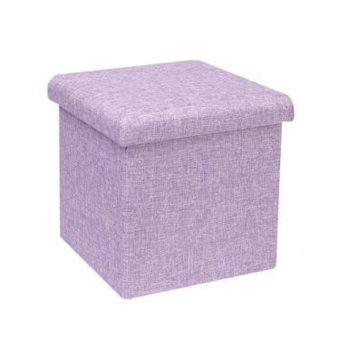 Imagem de Cubo otomano de armazenamento B FSOBEIIALEO Linho roxo Claro 30x30cm