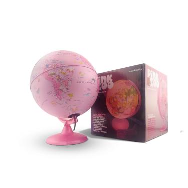 Imagem de Globo Terrestre Pink Zoo 25CM Tecnodidattica Abajur Luminária LED Ilustrado Animais
