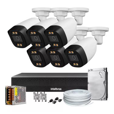 Imagem de Kit 6 Câmeras Segurança Color Dvr Intelbras 1004c Hd 500gb