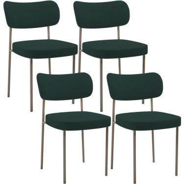 Imagem de Kit 04 Cadeiras Decorativa Estofada Para Sala de Jantar Melina Base Arena L02 Bouclê Verde - Lyam Decor
