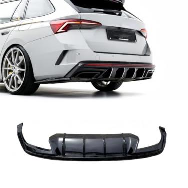 Imagem de Spoiler de para-choque traseiro de carro difusor labial modificação peça compatível com Octavia RS Mk4 protetor de para-choque capa acessórios de carro (aparência de carbono)