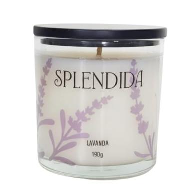 Imagem de Splendida, Vela Aromática de Lavanda, Blend de Ceras Vegetais, 190g, Vidro Decorativo, Fragrância Relaxante que combina o frescor das flores com um toque herbal,trazendo serenidade e leveza.