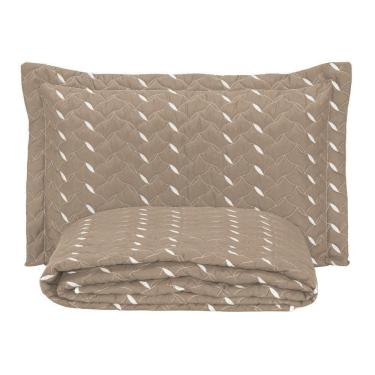 Imagem de Cobre Leito Bordado 400 Fios Heitor Solteiro 100% Poliéster - Avelã