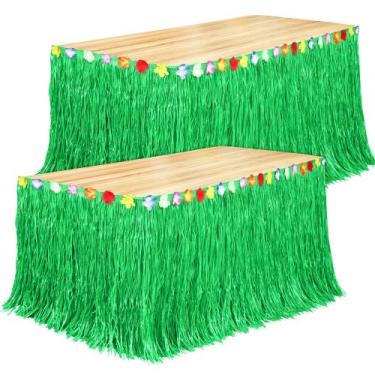 Imagem de Saia de mesa Fovths Luau Grass, pacote com 2 276 x 75 cm para festa ha