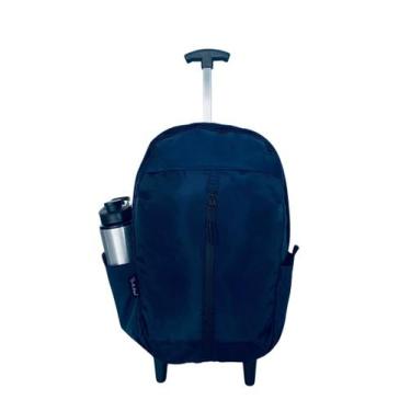 Imagem de Mochila Escola Faculdade Trabalho Reforçada Impermeável Rodinha Azul -