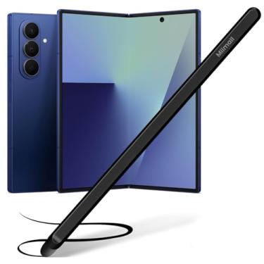 Imagem de Miimall S Pen para Samsung Galaxy Z Fold 7/Dobrável 6/5 Caneta Stylus Alta Sensível Suave Escrita Alumínio Silicone Borracha Metal Canetas Stylus para Samsung Galaxy Fold 5/Dobrável 6/Dobrável 7 Preto