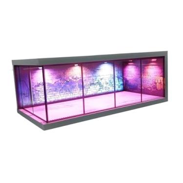 Imagem de MotiveTech Vitrine de Carro Fundido 1/64, Diorama de Paisagem 1/64, Protetor de Estacionamento com Luzes LED para Colecionadores, Carrinhos de Brinquedo, Present, a