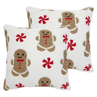 Imagem de Vagasi Conjunto de 2 capas de travesseiro de Natal 45,7 x 45,7 cm, fronhas macias de pelúcia para sofá, quarto, sala de estar, varanda