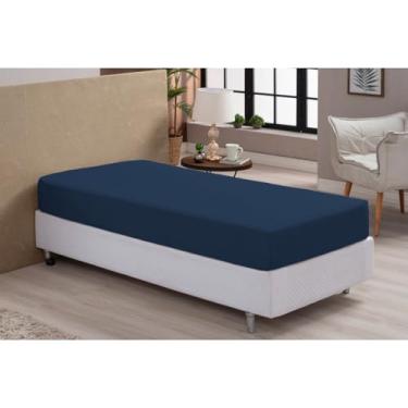 Imagem de Kit 2 Lençol De Cama Solteiro 100% Algodão Avulso 180 Fios Egpcios Com Elástico(AZUL MARINHO)
