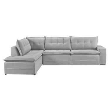 Imagem de Sofá Retratil Com Chaise Esquerda Titan 6 Lugares 2,96M Tecido Linho -