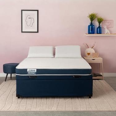 Imagem de Cama Box Baú com Colchão Casal Guldi Duplo Plus D28 e 2 Travesseiros Guldi Soft Nasa Azul e Branco