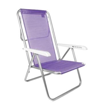 Imagem de Cadeira de Praia em Alumínio Reforçado, Espreguiçadeira Reclinável 8 Posições para Piscina e Área Externa (Reclinável - Lilás)