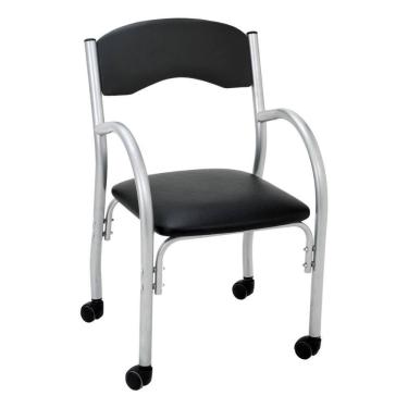 Imagem de Cadeira De Escritório Estofada Com Rodízios 52cm Multimóveis Cr25288 Prata Preto