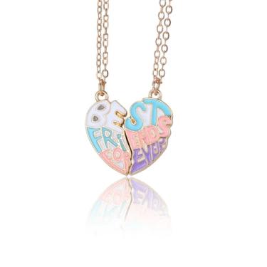 Imagem de Colar Best Friend Amizade Coração Magnético Combinando BFF, Presentes Comemorativos de Aniversário para 2 Irmãs, Medium, Zinco, Zircônia cúbica