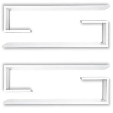 Imagem de Prateleira de Parede, 2 Estante Livros Prateleiras Nichos Branco 15mm(Branco)