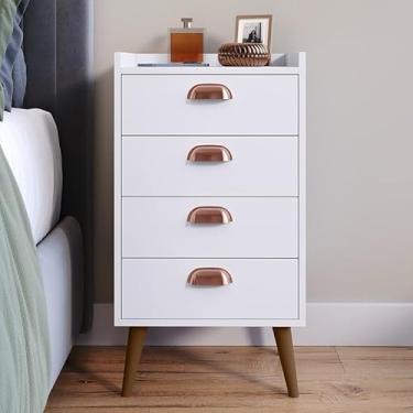 Imagem de Mesa de Cabeceira 4 Gavetas - Cômoda Independente com Gavetas, Organizador para Quarto(Unitário Branco)