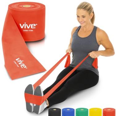 Imagem de Vive Rolos de faixa de resistência (75 pés) – caixa profissional sem látex para fisioterapia, exercícios inferiores e superiores – elástico reto de 25 jardas para treinamento de força, reabilitação