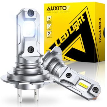Imagem de AUXITO Lâmpada H7, 600% mais brilhante, tamanho mini 1:1, sem necessidade de adaptador, instalação rápida de 5 minutos, sem cintilação, 99% de compatibilidade, pacote com 2