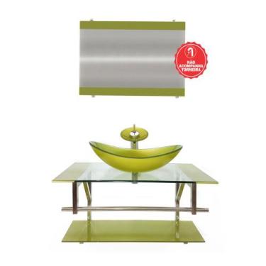 Imagem de Gabinete de Vidro 80cm para Banheiro Dinamarca - EKASA, Verde Oliva