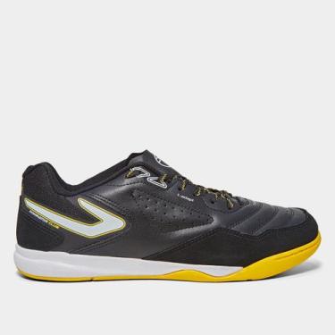 Imagem de Chuteira Futsal Topper Dominator Club V Masculina, Preto, Amarelo, 44