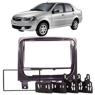 Imagem de Moldura 2 Din Siena EL (painel novo) 2013 à 2020 Grafite Brilhante Painel Multimidia 7 Polegadas