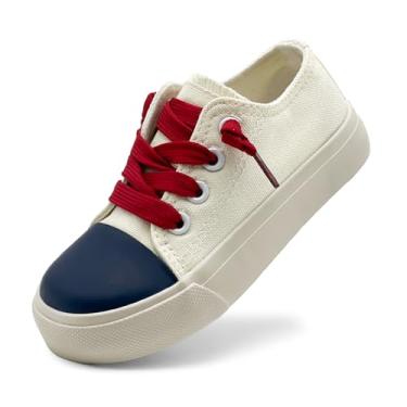 Imagem de Tênis de lona para crianças, meninas, meninos, sem cadarço, leve, para corrida, escola, casual, clássico, para crianças pequenas e grandes, Azul-claro, 10 Little Kid