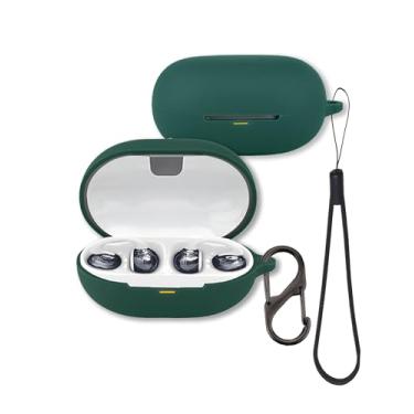 Imagem de Capa para fones de ouvido JBL SoundGear Clips, capa protetora de silicone macio FJIASTB com mosquetão e cordão, à prova de choque (verde escuro)