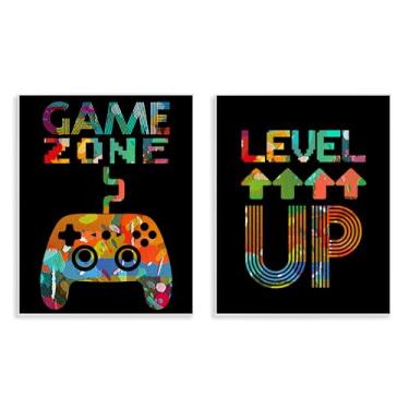 Imagem de Stupell Industries Conjunto de arte de placa de parede de 2 peças com frases retrô coladas, design de Marcus Prime, 35,5 x 28,5 cm