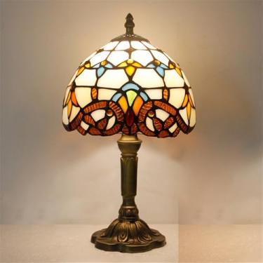 Imagem de Luminária de mesa vintage americana com LED, personalizada e criativa, para sala de estar, escritório, quarto infantil, casa de campo ou hotel, com vidro colorido (Estilo 34)