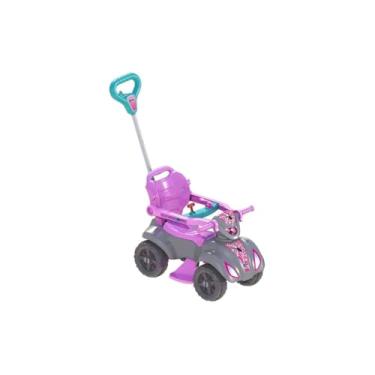 Imagem de Baby Aranha Girl Quadriciclo Infantil com Haste Guia, Rosa, Plástico, 35x53x60cm, para Crianças de 1 a 3 Anos, com Adesivos Personalizados