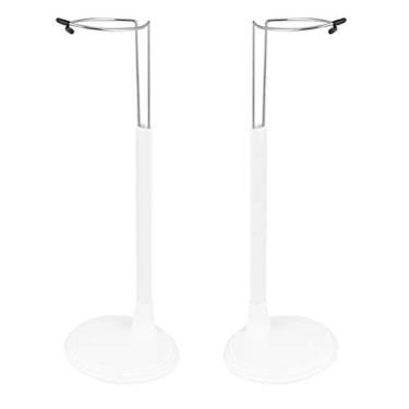 Imagem de jojofuny Suporte portátil para boneca, 2 peças, suporte para boneca, urso de brinquedo, organizador de exibição, suporte de boneca, suporte de moldura para casa, loja, 25 cm, branco