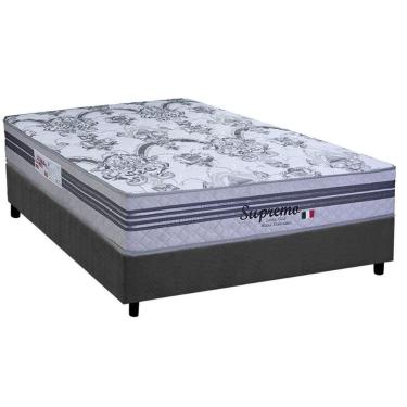 Imagem de Cama Box Casal: Colchão Molas Ensacadas Paropas Supremo Gray + Base Crc Suede Gray (138x188)