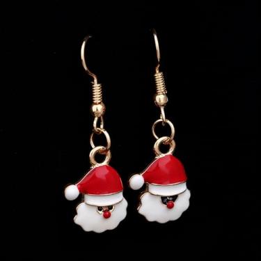 Imagem de Brincos de Natal femininos para festas de fim de ano, brincos de Papai Noel, lua, chapéu de sino, boneco de neve, bijuteria de fantasia de Natal para mulheres, one size, Metal, Sem pedra preciosa