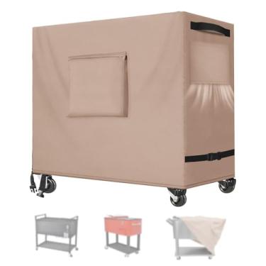 Imagem de Kovshuiwe Capa térmica impermeável de 80 litros para carrinho de bebidas ao ar livre capas protetoras de baú de gelo para a maioria das caixas de gelo de até 86 cm C x 50 cm L x 81 cm A, cáqui