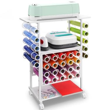 Imagem de 30 suportes de rolo de vinil para carrinho Cricut, organização e armazenamento compatíveis com máquina Cricut Maker, estação de trabalho de organização de mesa de artesanato para sala de artesanato