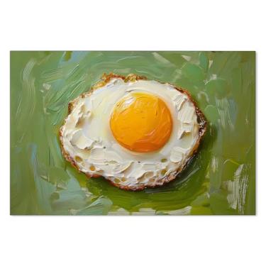 Imagem de Haitunone Arte de parede de comida de ovo frito, retrô, cozinha, pôsteres vintage para sala de jantar, pintura a óleo, decoração de parede para restaurante, casa, bar, decoração de parede, 41 x 61 cm