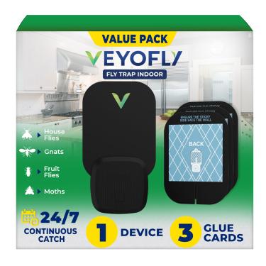 Imagem de VEYOFLY Armadilha de Insetos Voadores para Uso Interno - Plug-in: Captura Moscas da Fruta, Mosquitos, Mariposas e Outros Insetos com Luz UV e Placa Adesiva - (Dispositivo Branco 1 Un.)