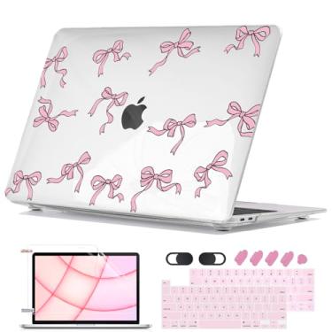 Imagem de Seanai Capa para MacBook Pro de 13 polegadas M2 M1 A2338 A2251 A2289 A2159 A1989 A1706 (versão 2016-2025) Touch Bar, capa de teclado de plástico com estampa transparente e protetor de tela, laço