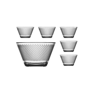 Imagem de Conjunto 6 Bowls em Vidro Transparente, 11 cm x 5,2 cm, para Saladas, Sobremesas e Petiscos, Design Moderno, Empilhável