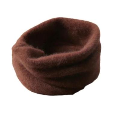 Imagem de Cachecol De Lã Pura Tricotado Para Mulheres, Quente E Macio, Colarinho