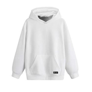 Imagem de Blusão Moletom Canguru Infantil Liso Básico com Capuz e Bolso-Unissex