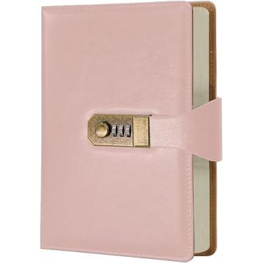 Imagem de Caderno Agenda Diário Com Cadeado A5 288 Páginas Com Linhas e Fechadura e Marca-páginas Privacidade Para Escrita, Ideias, Estudo e Organização Escritorio Escola (Rosa)