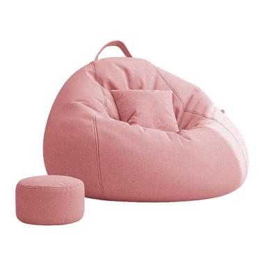 Imagem de Yadlan Bean Bag Cadeira conversível pufe cadeiras para adultos, sacos de feijão 3 em 1 com apoio para os pés, cadeira de pufe adulto para sala de estar, quarto rosa 150 cm