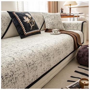 Imagem de SPXMQSS Capas de sofá para sofá, capa de sofá de chenille universal antiderrapante em forma de L para sala de estar 110 x 110 cm