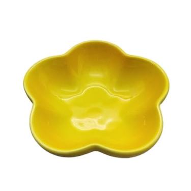 Imagem de prato de lanche Prato fundo de cerâmica cor sólida com 5 polegadas para flores, prato pequeno para mergulhar, utensílios cozinha para casa tigela de sopa(Deep Yellow)