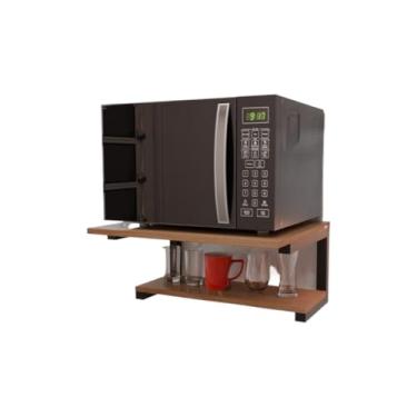 Imagem de Suporte De Parede Para Forno Micro-Ondas — Rack De Armazenamento(Madeirado)