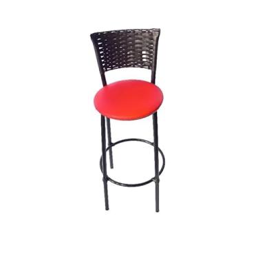 Imagem de Banqueta Alta com Encosto Junco 93cm | Estrutura Aço 7/8" e Assento Napa | 70cm de Altura do Assento(VERMELHO)